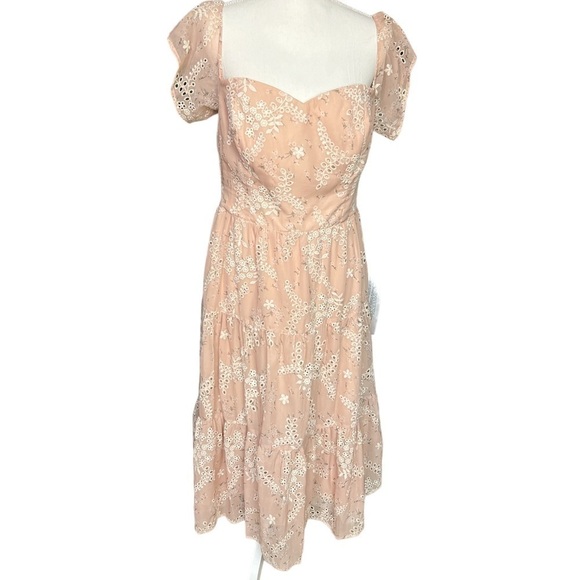 Dress the Population Blush Multi River Off The Shoulder Midi Dress NWT S - Picture 3 of 12